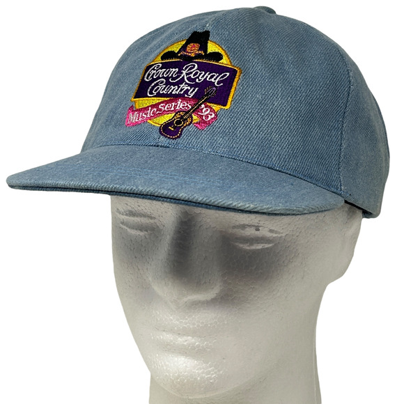 Vintage 90s Crown Royal Country Music Series 93 Hat Cap Western Strapback Blue - Picture 11 of 12